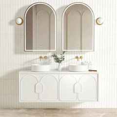 BV89WH Matte White with Stone handle Wall Hung Vanity - 600 / 750 / 900 / 1200 / 1500 / 1800mm