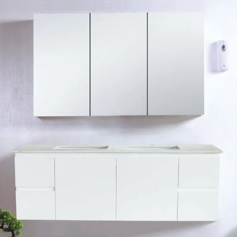 BV03WH Gloss White Fingerpull Wall Hung Vanity - 600 / 750 / 900 / 1200 / 1500 / 1800mm