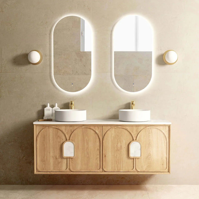 BV26WH Woodland Oak with Stone handle Wall Hung Vanity - 600 / 750 / 900 / 1200 / 1500 / 1800mm