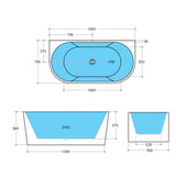 Back to Wall Freestanding Bath 1500 / 1700mm - Matte Black & White