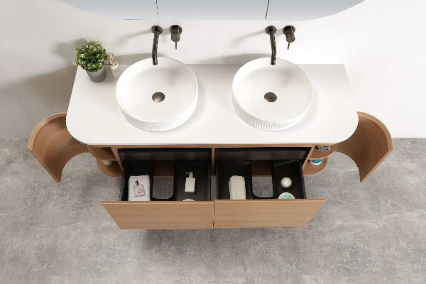 BV50WH (500mm Depth) Wooden Curved Wall Hung Vanity- 900 / 1200 / 1500mm