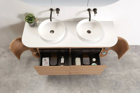 BV50WH (500mm Depth) Wooden Curved Wall Hung Vanity- 900 / 1200 / 1500mm