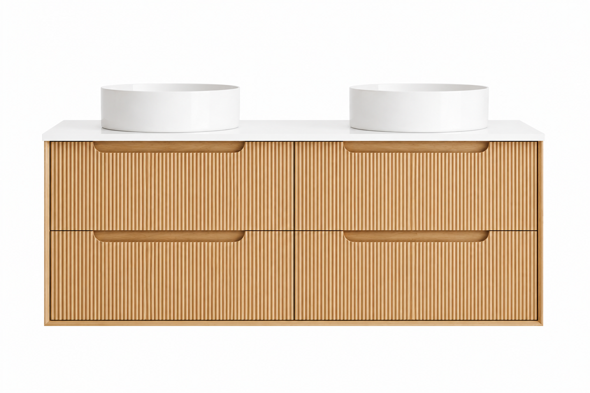 BV81WH Elwood Natural Oak Fluted Wall Hung Vanity - 900 / 1200 / 1500mm