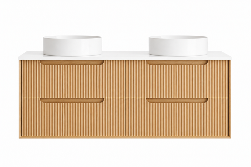 BV81WH Elwood Natural Oak Fluted Wall Hung Vanity - 900 / 1200 / 1500mm