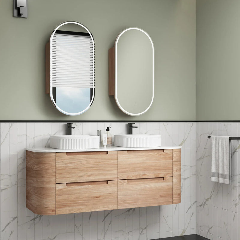 BV58WH Timber Curved Wall Hung Vanity - 750 / 900 / 1200 / 1500 / 1800mm