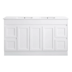 White freestanding vanity cabinet