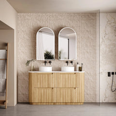 BV35 Fluted Natural Oak Curve Freestanding Vanity - 750 / 900 / 1200 / 1500 / 1800mm