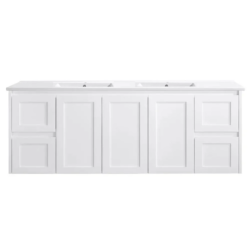 White wall-hung vanity cabinet