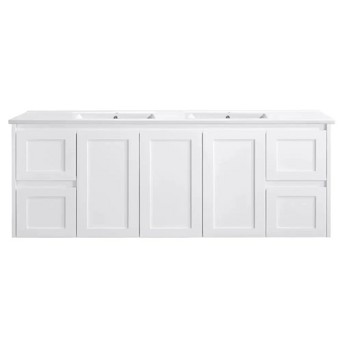 BV55WH (460mm Depth) Matte White Shaker Wall Hung Vanity - 600 / 750 / 900 / 1200 / 1500 / 1800mm