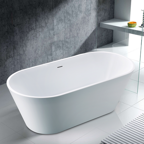 Project Oval Freestanding Bath with Overflow 1500 / 1700 mm - Gloss White