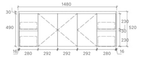 BV59WH (460mm Depth) Wooden Finish Wall Hung Vanity- 600 / 750 / 900 / 1200 / 1500mm