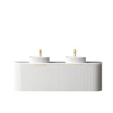 Stock Clearance - OT Matte White Curve Fluted Wall Hung Vanity w/ Flat Stone Top - 900mm / 1500mm