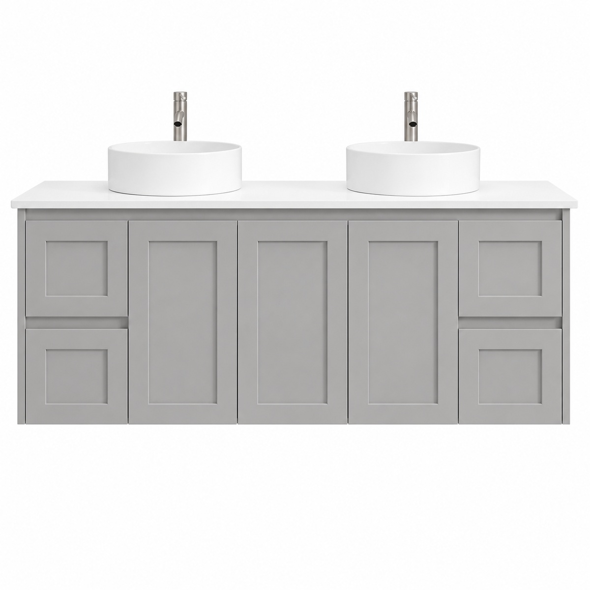 BV56WH (460mm Depth) Matte Grey Shaker Wall Hung Vanity - 600 / 750 / 900 / 1200 / 1500 / 1800mm
