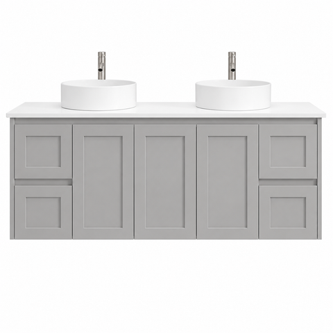 BV56WH (460mm Depth) Matte Grey Shaker Wall Hung Vanity - 600 / 750 / 900 / 1200 / 1500 / 1800mm