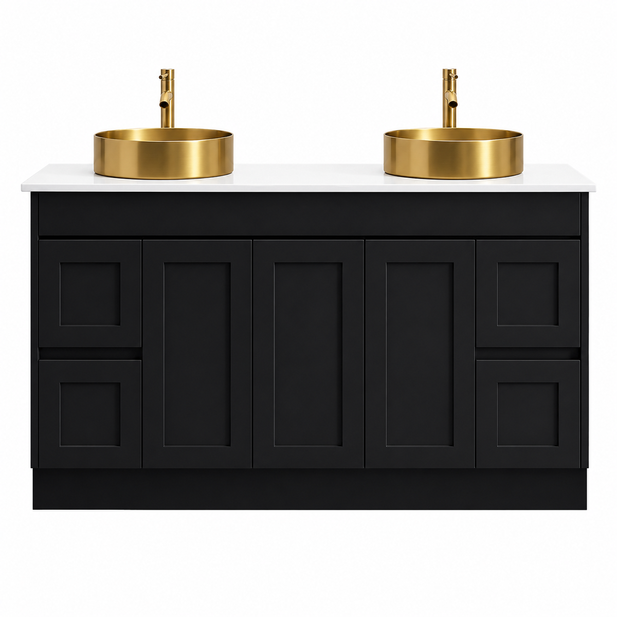 BV53 (460mm Depth) Matt Black Fingerpull Freestanding Vanity - 600 / 750 / 900 / 1200 / 1500 / 1800mm