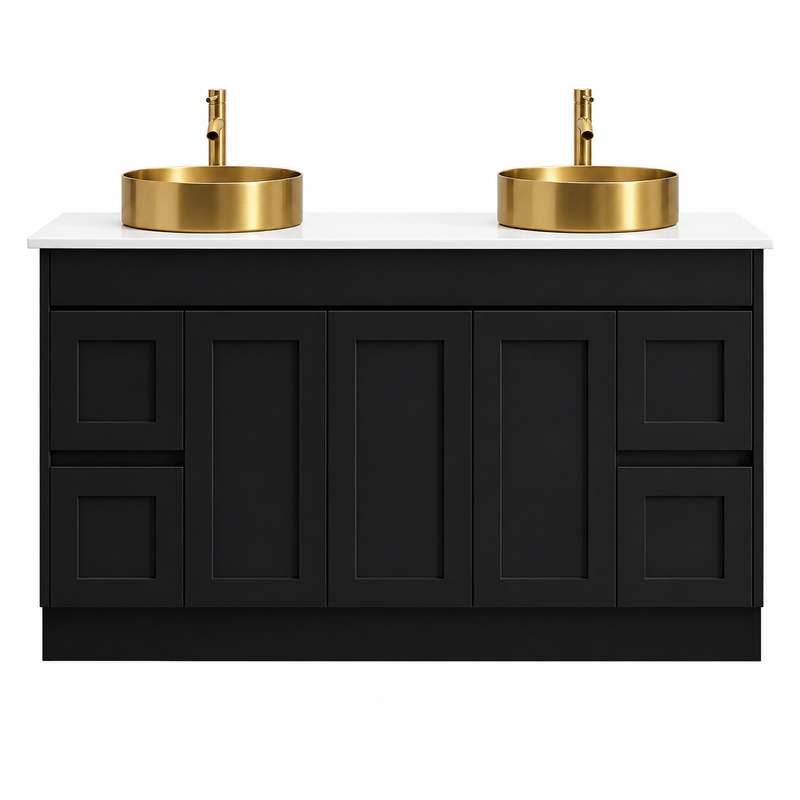 BV53 (460mm Depth) Matt Black Fingerpull Freestanding Vanity - 600 / 750 / 900 / 1200 / 1500 / 1800mm