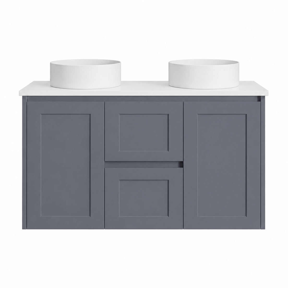 BV56WH (460mm Depth) Matte Grey Shaker Wall Hung Vanity - 600 / 750 / 900 / 1200 / 1500 / 1800mm
