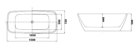 Elis Rectangle Freestanding Bath 1500 / 1700 mm - Gloss White