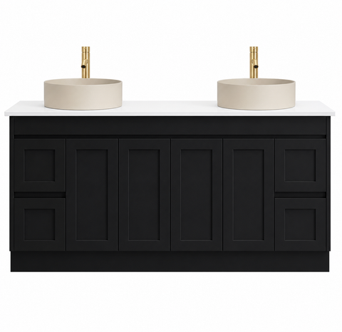 BV53 (460mm Depth) Matt Black Fingerpull Freestanding Vanity - 600 / 750 / 900 / 1200 / 1500 / 1800mm