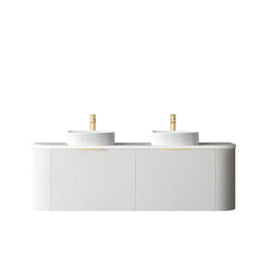 BV63WH Curved Fluted Matte White Wall Hung Vanity - 600 / 750 / 900 / 1200 / 1500 / 1800mm