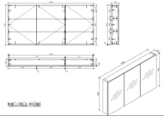 Mirror Cabinet Pencil Edge 1500mm - White