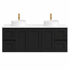 BV39WH Matte Black Shaker Wall Hung Vanity - 600 / 750 / 900 / 1200 / 1500 / 1800mm