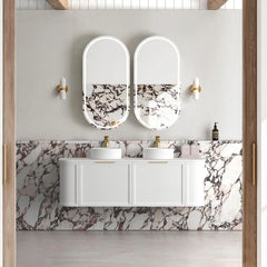 BV57WH Matte White Shaker Curved Wall Hung Vanity - 600 / 750 / 900 / 1200 / 1500 / 1800mm