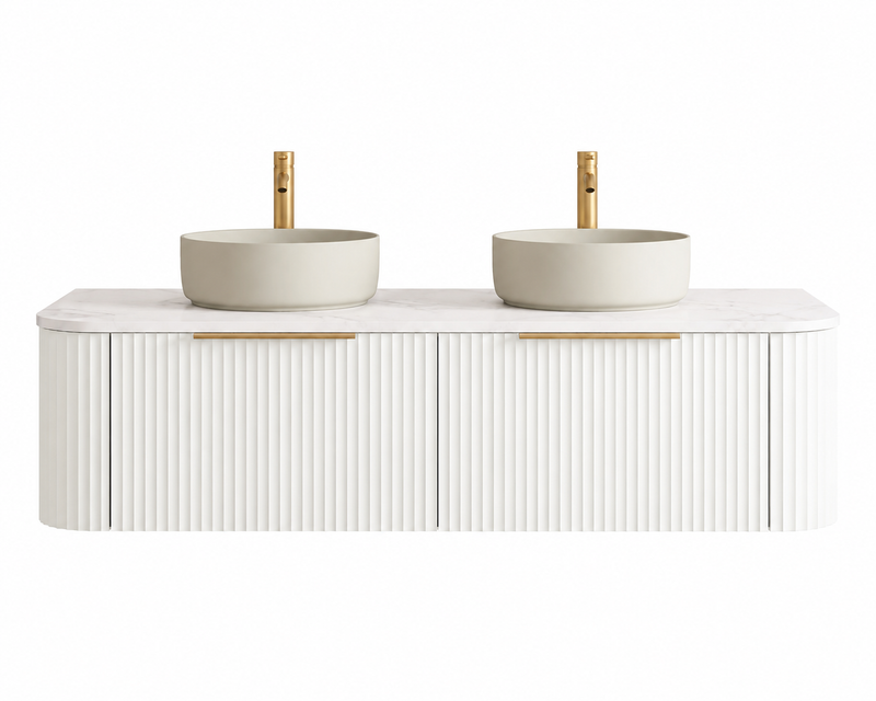 BV80WH Snow Matt White Curved Fluted Wall Hung Vanity - 910 / 1210 / 1510mm