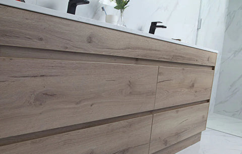 BV10 Dark Oak Fingerpull Freestanding Vanity - 600 / 750 / 900 / 1200 / 1500 / 1800mm