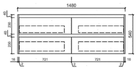BV10WH Dark Oak Fingerpull Wall Hung Vanity - 600 / 750 / 900 / 1200 / 1500S / 1500D / 1800mm