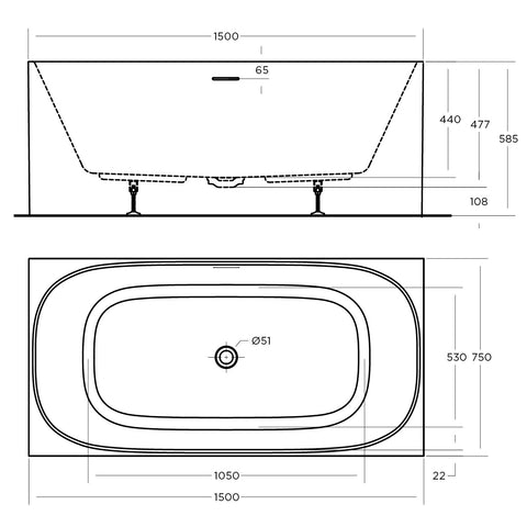 Corner Back to Wall Freestanding Bath with Overflow 1400 / 1500 / 1700mm - Gloss White