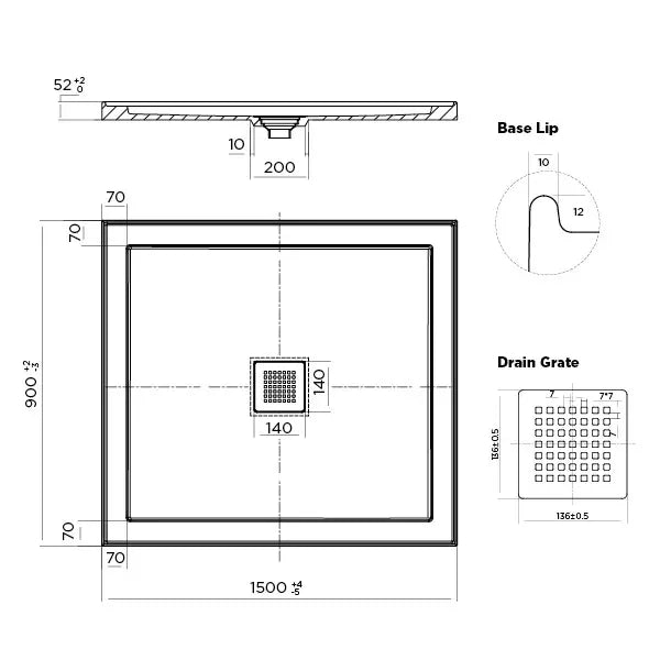 Eco Low Profile Polymarble Shower Base - Various Sizes
