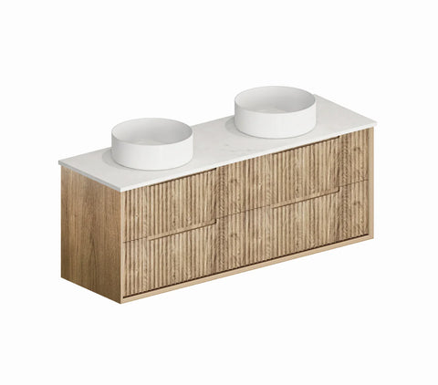 BV45WH Natural Oak Fluted Wall Hung Vanity -750 / 900 / 1200 / 1500mm