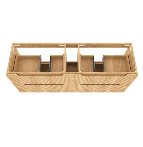 BV43WH Natural Oak Fluted Wall Hung Vanity - 600 / 750 / 900 / 1200 / 1500 / 1800mm