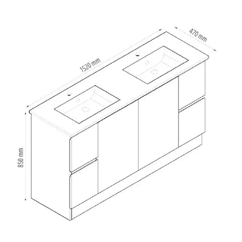 BV03 Gloss White Fingerpull Freestanding Vanity - 600 / 750 / 800 / 900 / 1000 / 1200 / 1500 / 1800mm