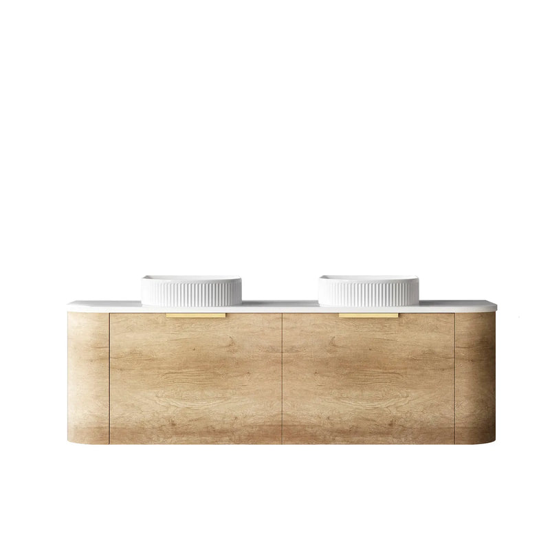BV68WH Curved Natural Oak Wall Hung Vanity - 600 / 750 / 900 / 1200 / 1500 / 1800mm