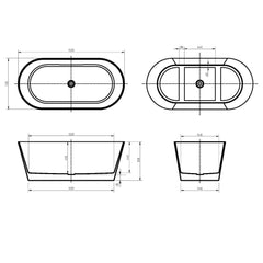 Oval Freestanding Bath 1370 / 1520 / 1700 mm - Gloss White
