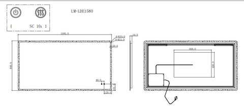 Rectangle Frameless Front Lit LED Bathroom Mirror Touch-on Switch - Various Sizes