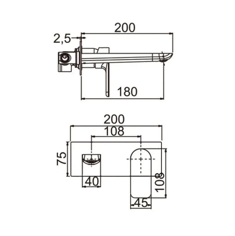 WBM20 Liano Wall Basin/Bath Mixer Set with Spout - Various Colours