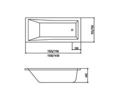 Insert / Island Bath 1400 / 1500 / 1595 / 1700mm Acrylic White