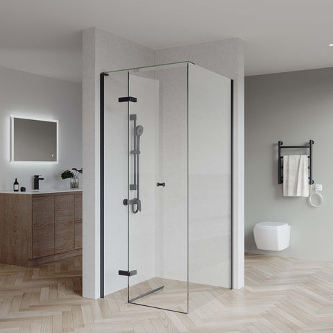 SS0817 - 10mm Semi Frameless Shower Screen (2000mm high) with Top Glass Plate - Various Colours & Sizes