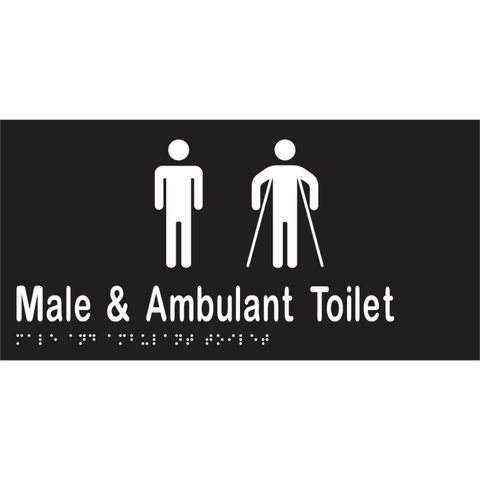 Male & Ambulant Toilet Braille Sign in Designer Black Vinyl - MLS16246A_BLK