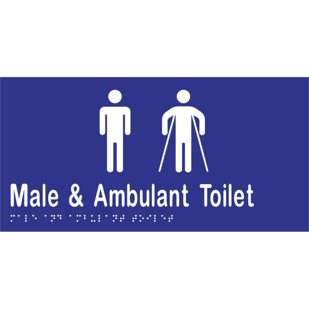 Male & Ambulant Toilet Braille Sign in Blue Vinyl - MLS16246A_BLU