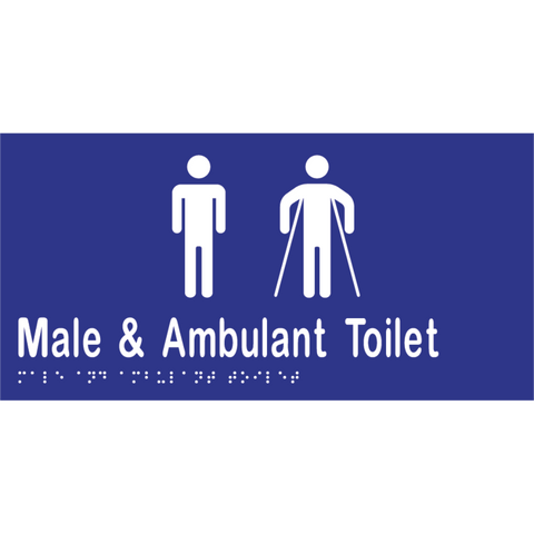 Male & Ambulant Toilet Braille Sign in Blue Vinyl - MLS16246A_BLU