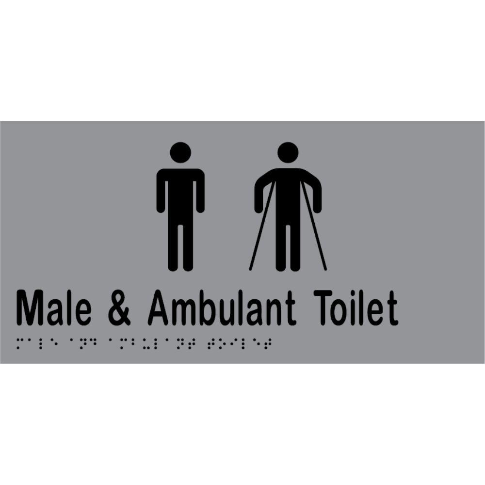 Male & Ambulant Toilet Braille Sign in Silver Vinyl - MLS16246A_SIL