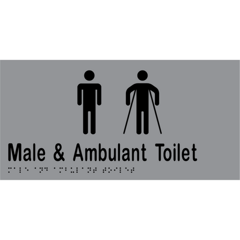 Male & Ambulant Toilet Braille Sign in Silver Vinyl - MLS16246A_SIL