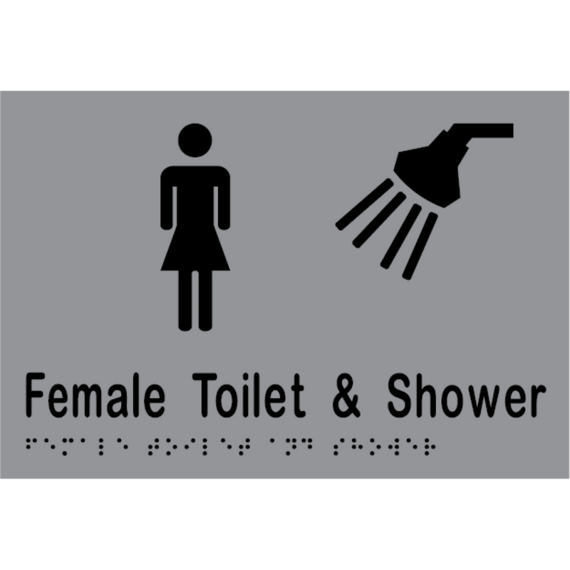Female Toilet & Shower Braille Sign in Silver Vinyl - MLS16292TS_SIL