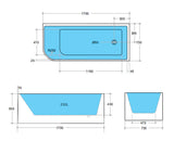 Matte White Right Hand Corner Freestanding Bath 1500 / 1700mm - Matte White