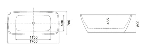 Elis Rectangle Freestanding Bath 1500 / 1700 mm - Gloss White