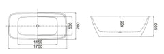 Elis Rectangle Freestanding Bath 1500 / 1700 mm - Gloss White